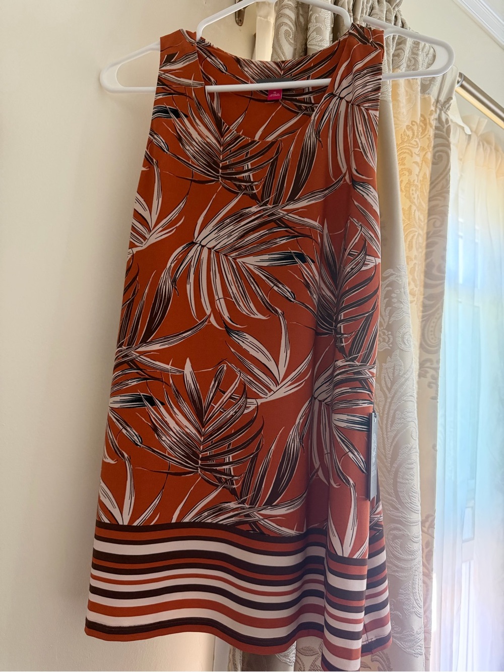 Vince Camuto Rust Palm-Print Mini Dress